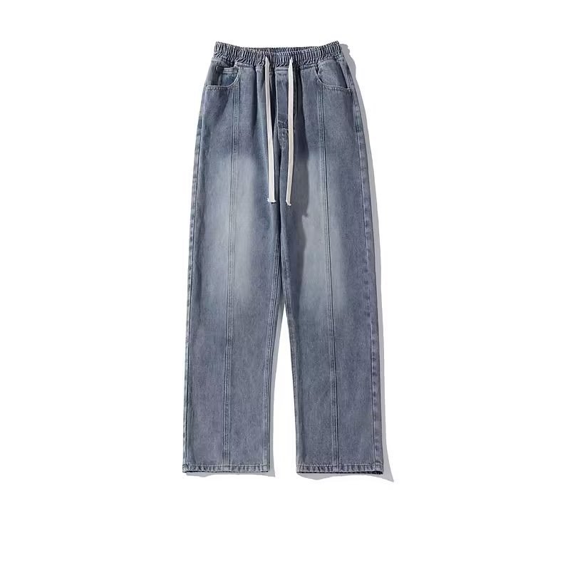 ストレートジーンズ メンズ 夏 新スタイル ステッチ ウォッシュド オールド レトロ ブルー モッピング パンツ