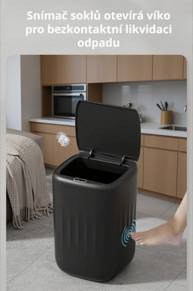 Automatický senzorový odpadkový koš s těsněním, dobíjecí baterie