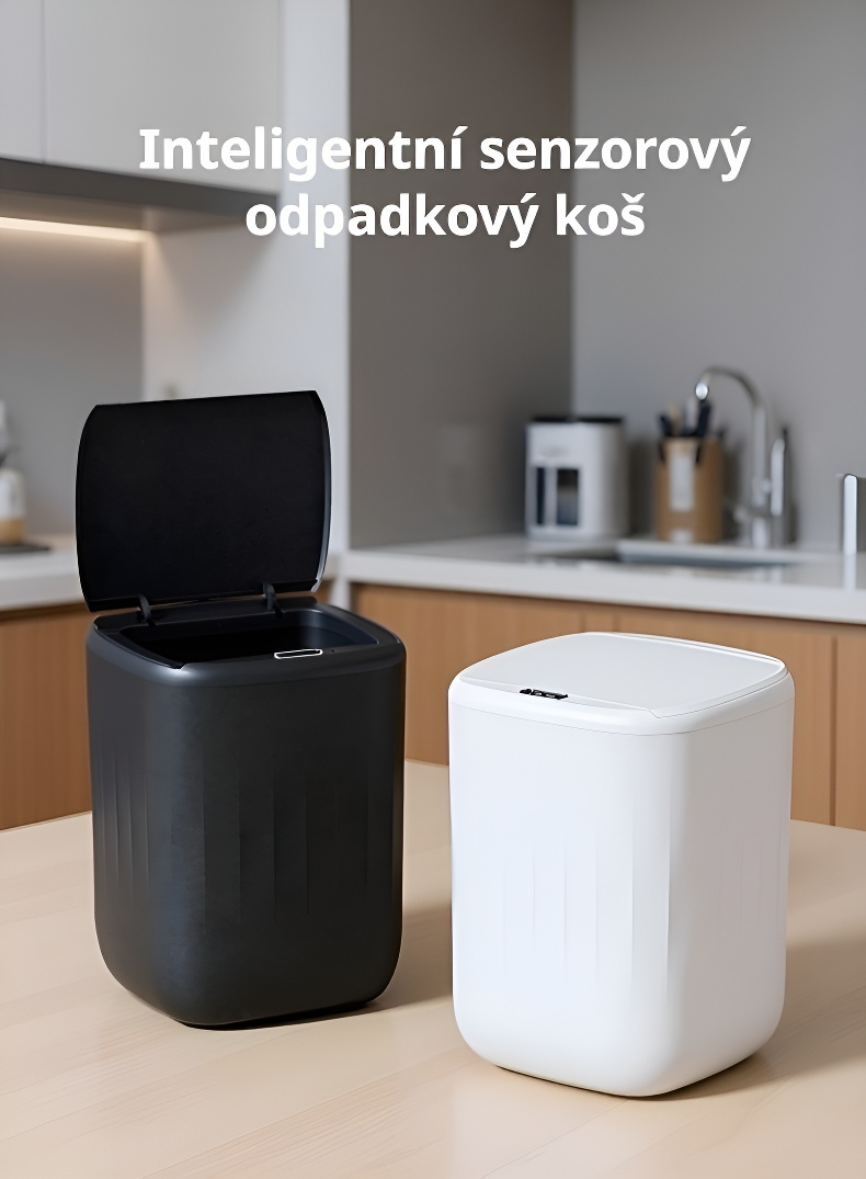 Automatický senzorový odpadkový koš s těsněním a dobíjecí baterií
