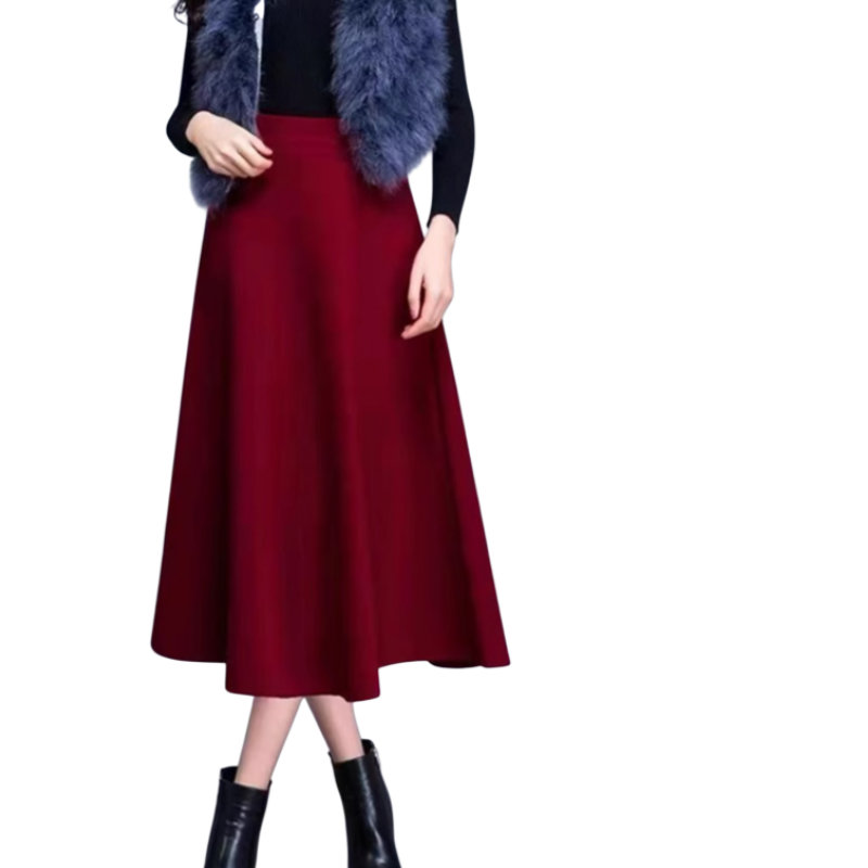 ハイウエストウールミディスカート