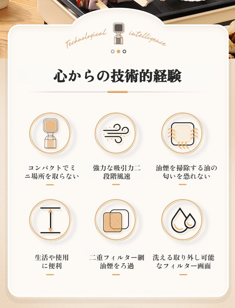 ポータブルレンジフードをキッチンで使用中