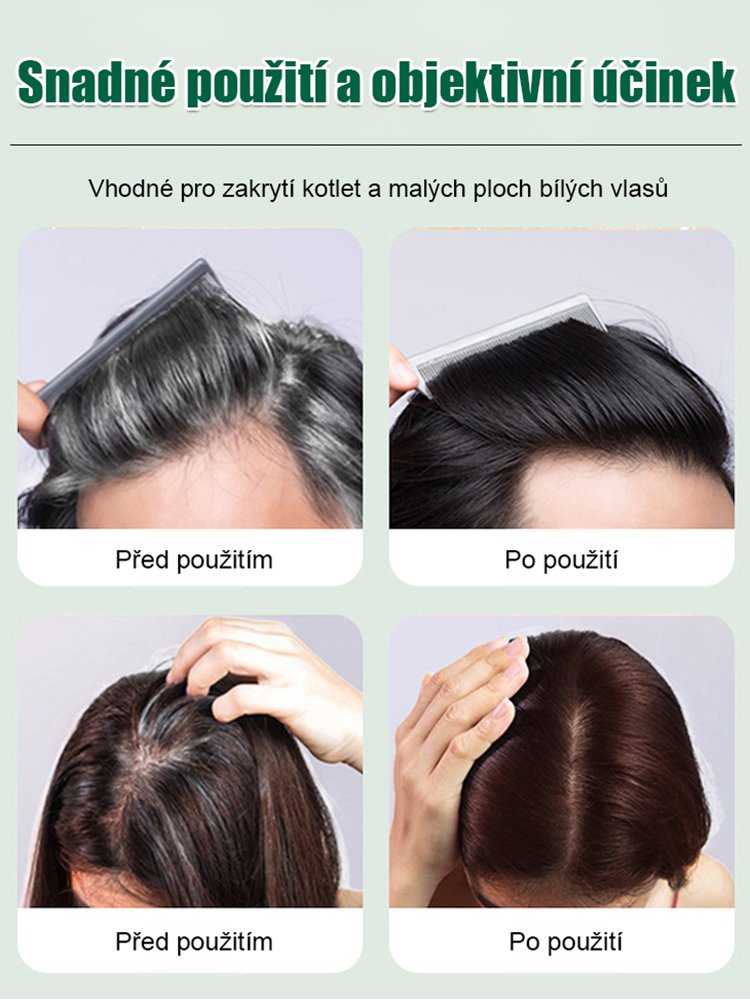 "Rychle vyrovnávací korekční pero na šedivé vlasy"