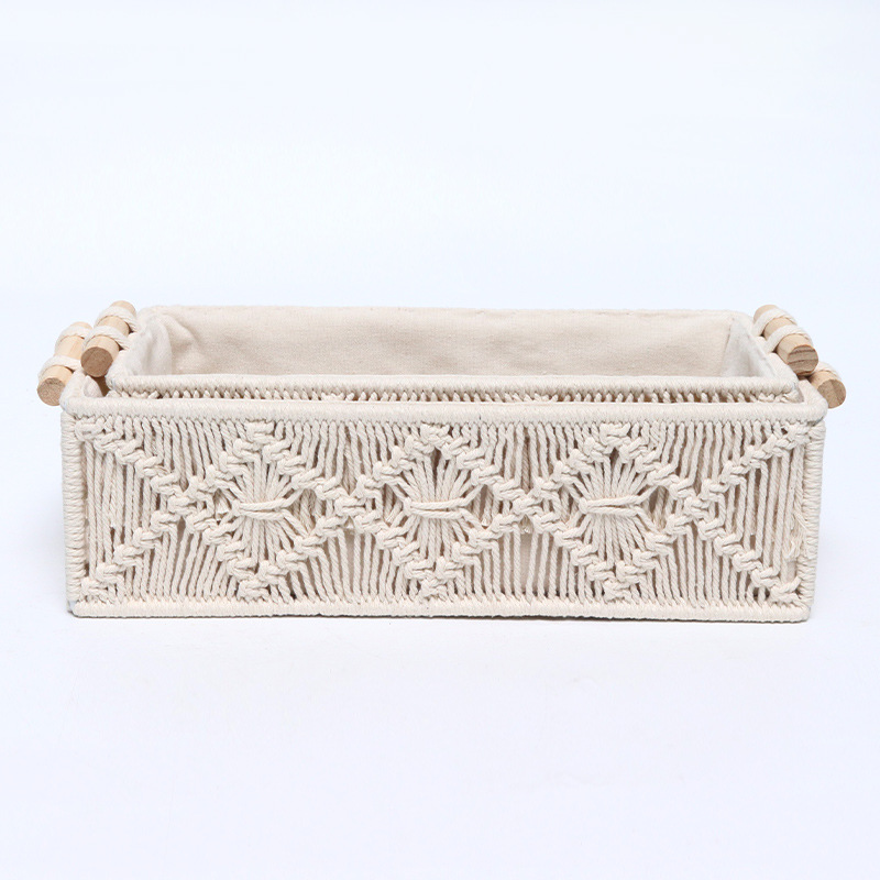 Hand-woven square cosmetics storage basket desktop snack storage box