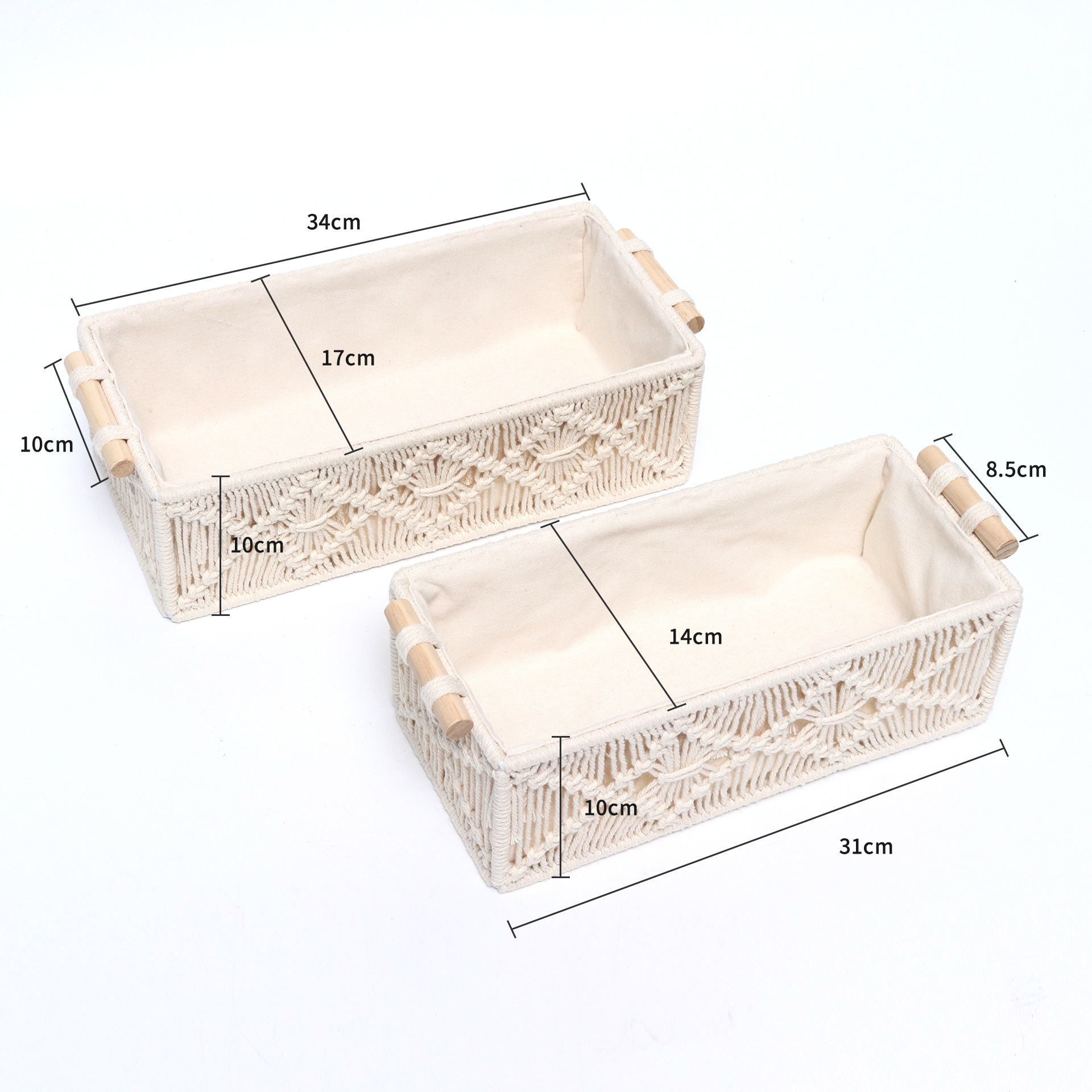 Hand-woven square cosmetics storage basket desktop snack storage box