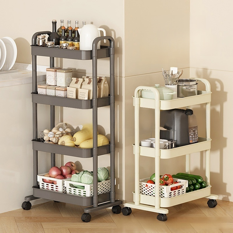 Trolley rack household floor-standing multi-layer shelf mobile storage rack
