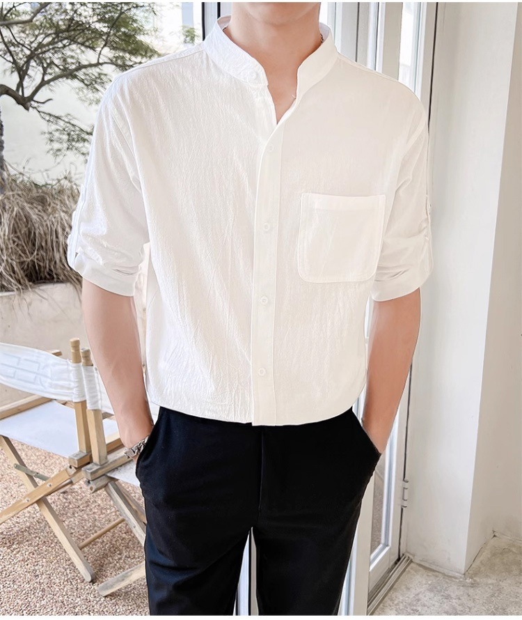 軽やかな着心地のメンズシャツ素材アップ