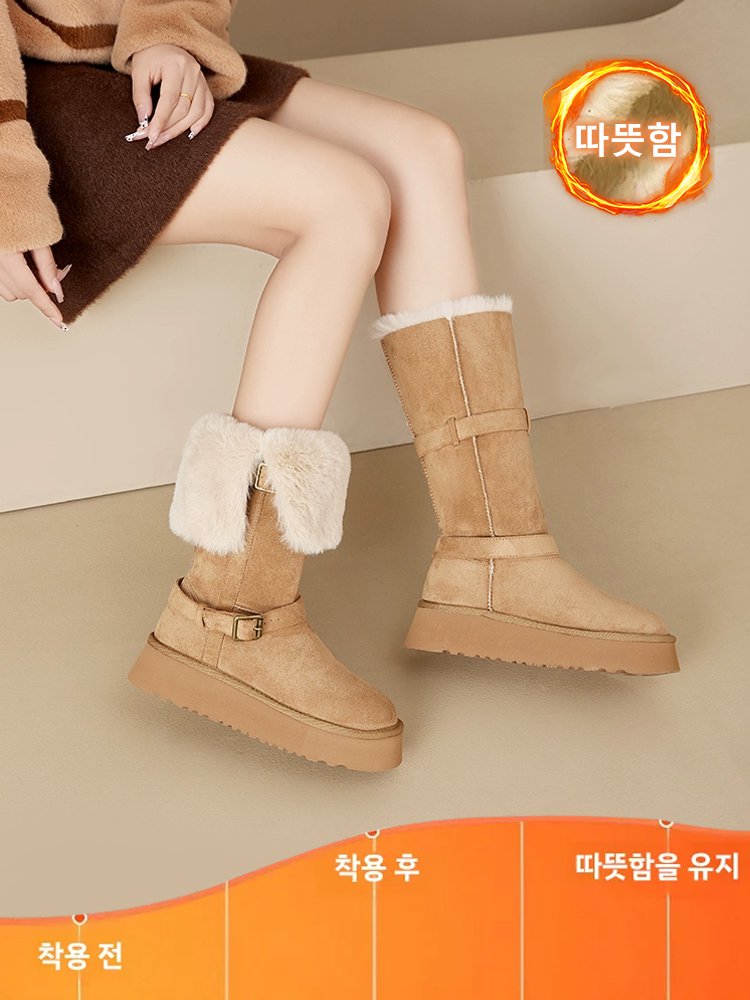 영하 30도 착용 가능 털가죽 일체형 스노우 부츠
