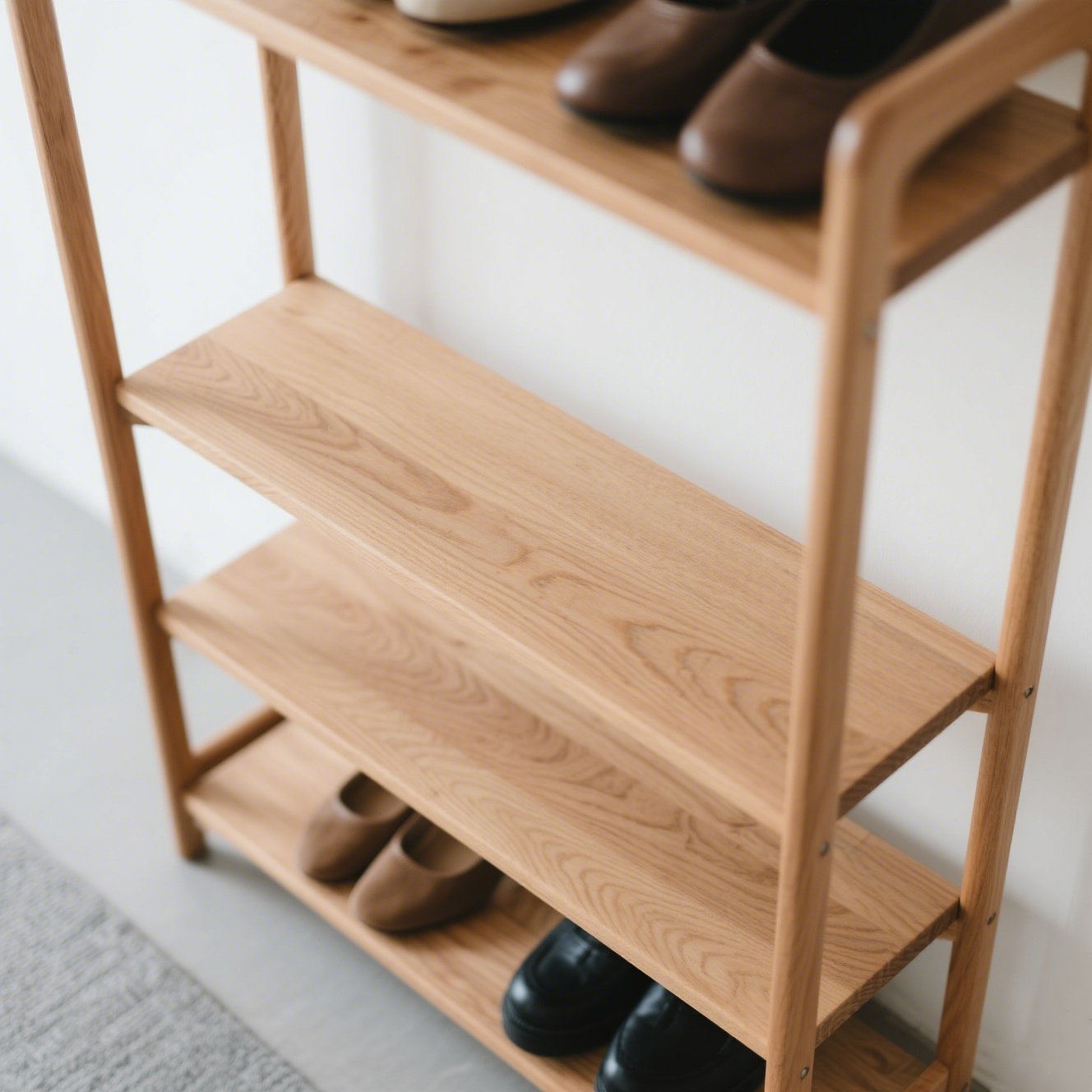 リビングに設置された木目調収納棚