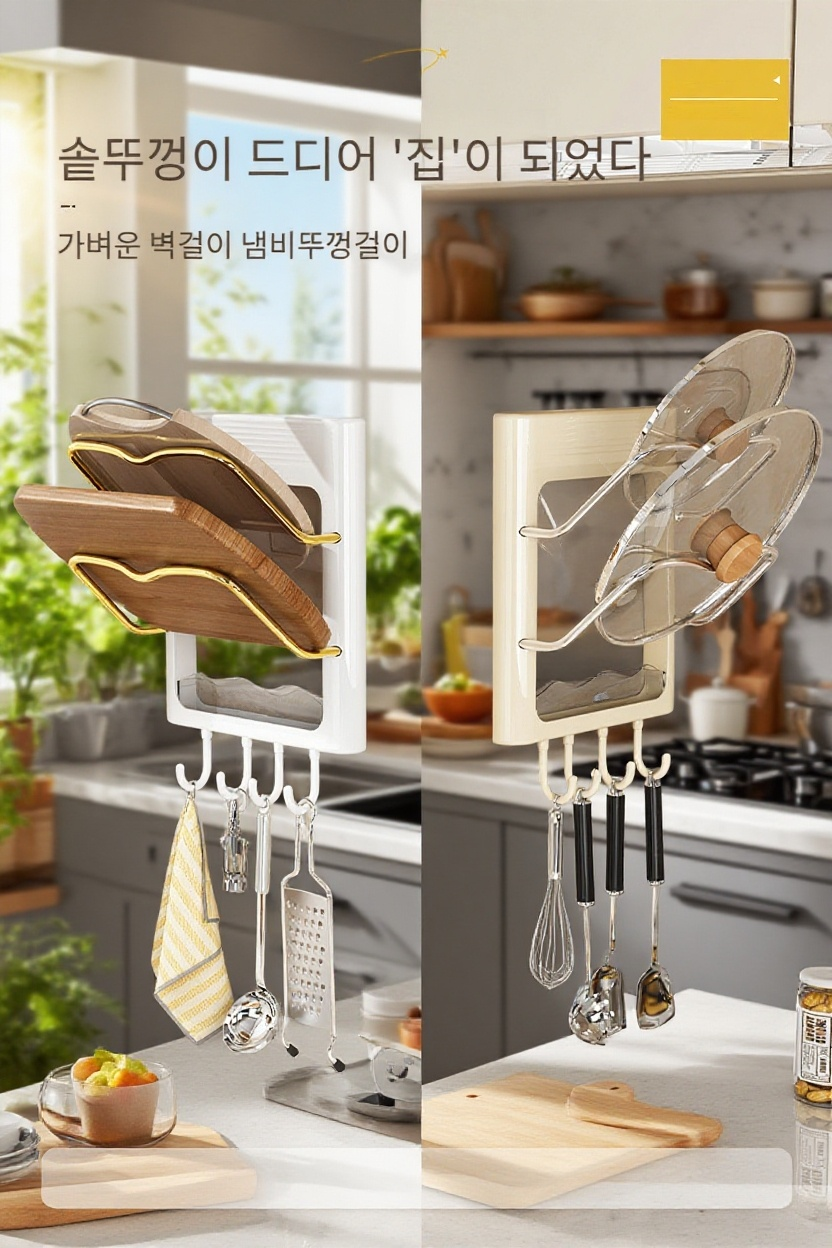 벽걸이 펀치프리 주방선반 전체 모습