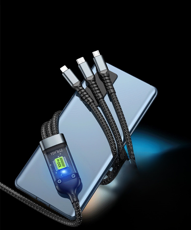 Transparent Lighting Super Fast Charging 3-in-1 Data Cable