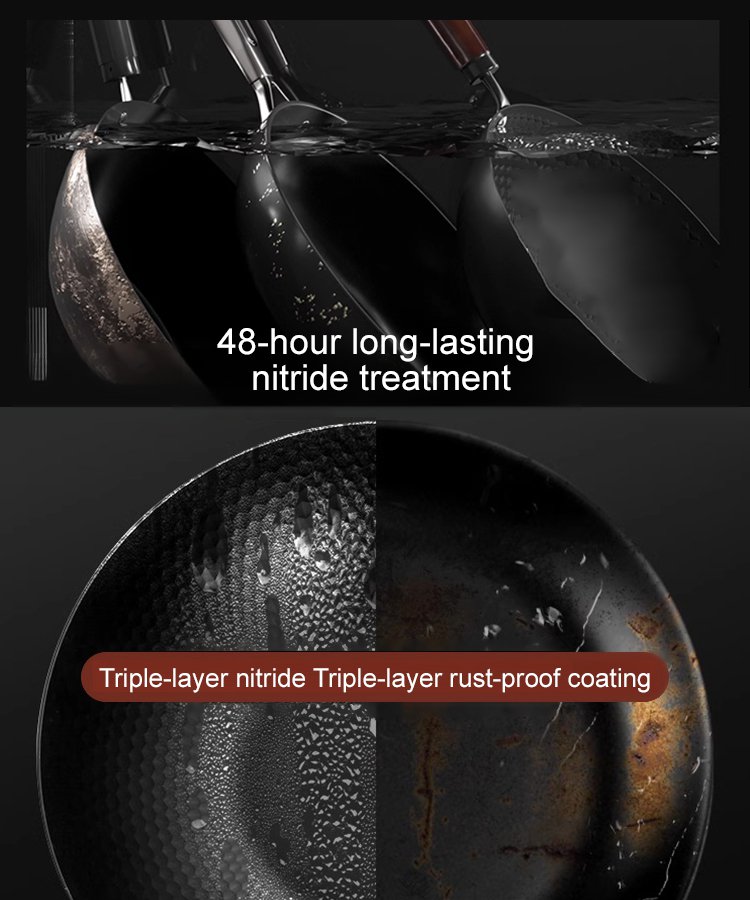 【Nepotažená zdravá pánev】doplnění železa, čistá železná nepřilnavá pánev