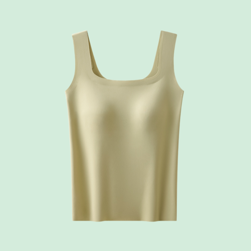 아이스 실크 무봉제 패드 내장 스퀘어넥 민소매 상의