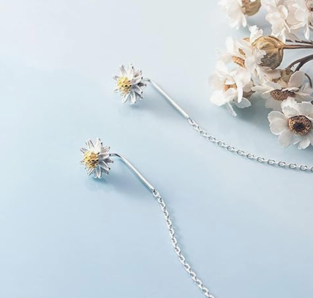 回転ひまわりのピアス・リング・ネックレス3点セット