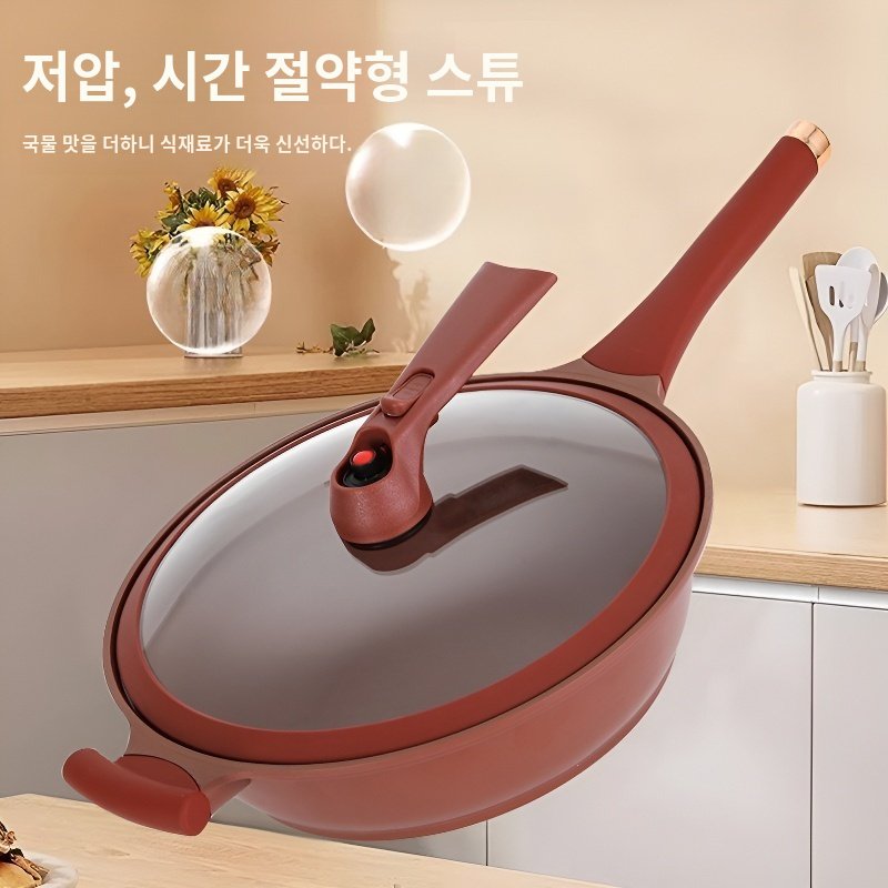 가정용 세라믹 논스틱 냄비의 손잡이와 뚜껑