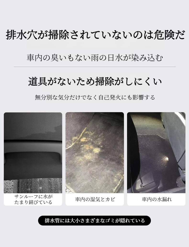 車のサンルーフ清掃用具のセット内容