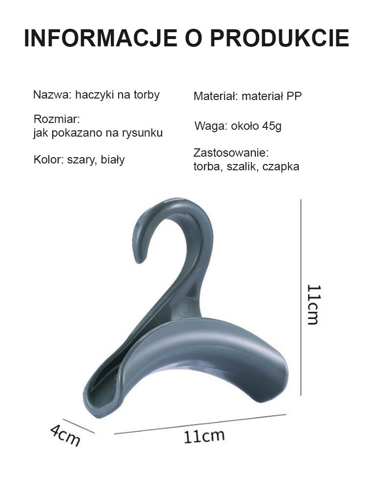 Wieszak na torebki, który nie deformuje się podczas przechowywania