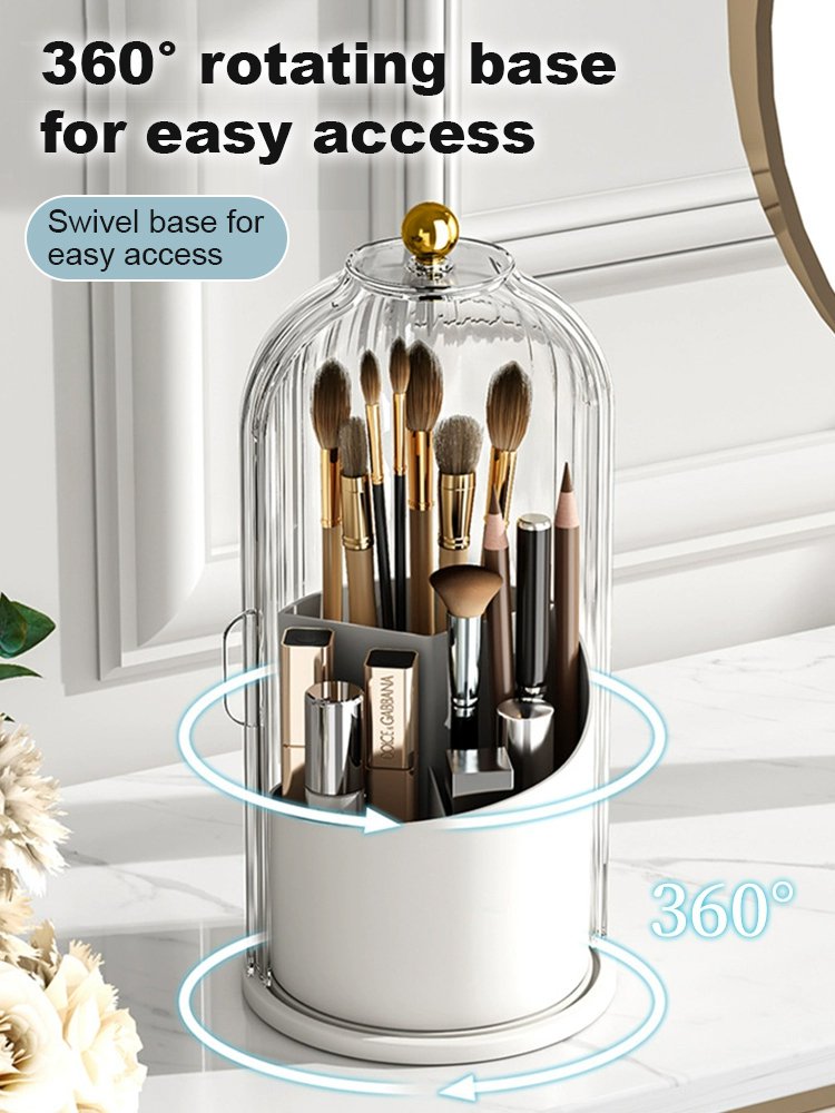 Rotating makeup brush storage tube