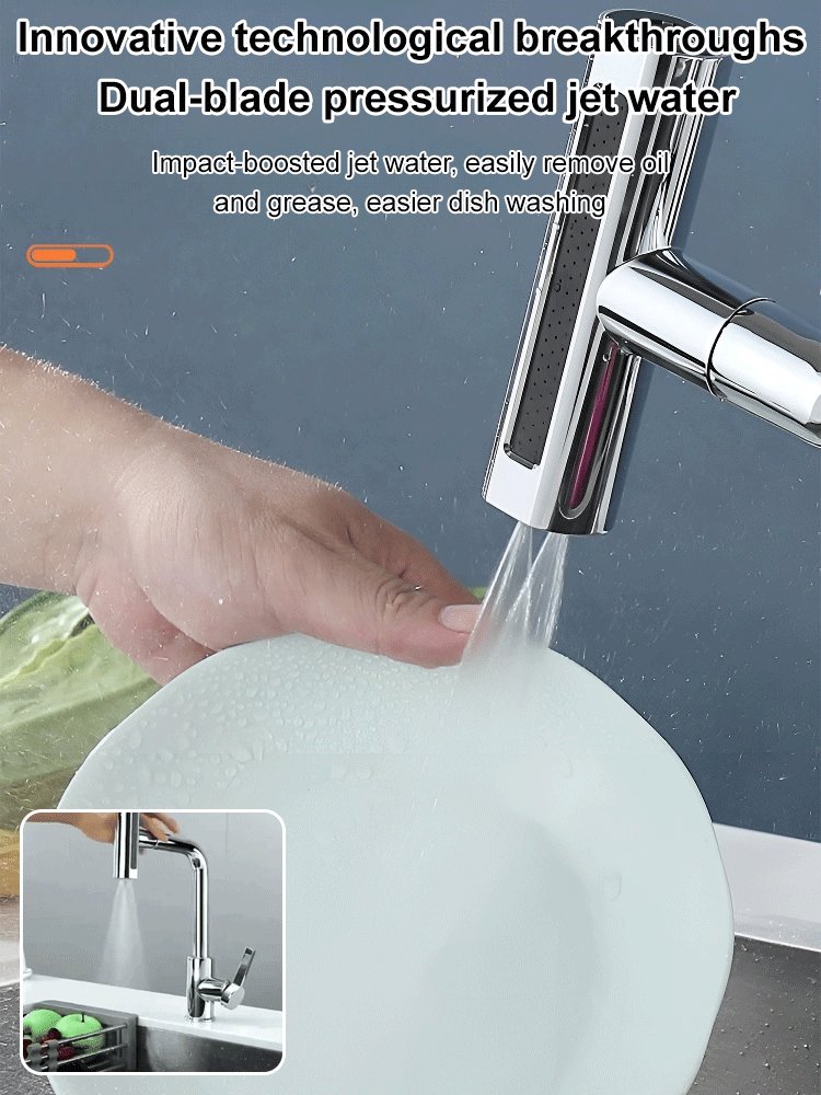 Head Switch Kitchen Sink Faucets with Four Function Rotation Sprayer