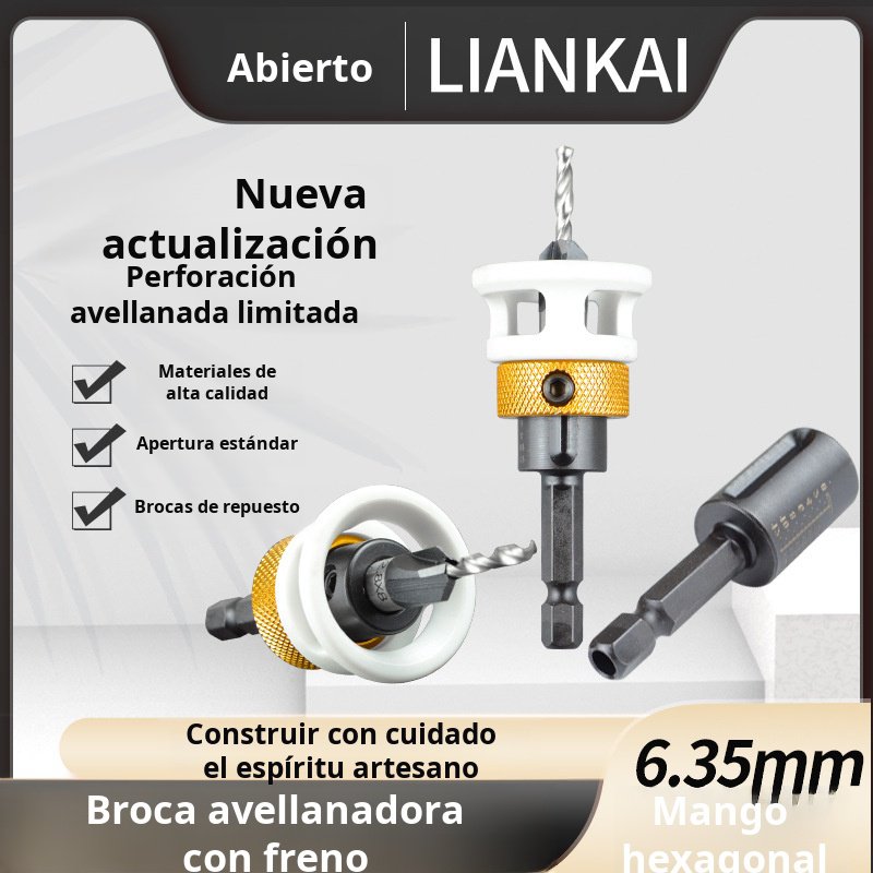 Broca avellanadora de cuatro filos con cabezal de aleación y orificio cónico JMY Woodworking Limited