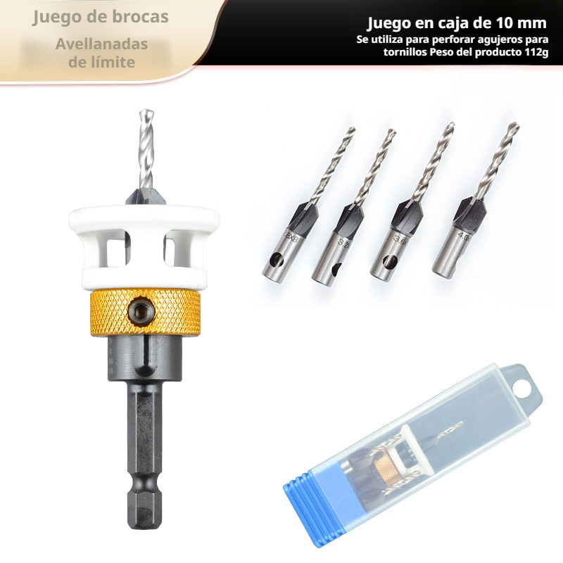 Broca avellanadora de cuatro filos con cabeza de aleación y orificio cónico