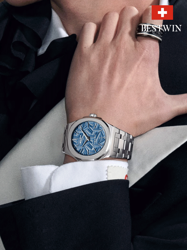 "ضمان لمدة ثلاث سنوات" ساعة يد رجالية فاخرة للأعمال بتصميم نقش بارز