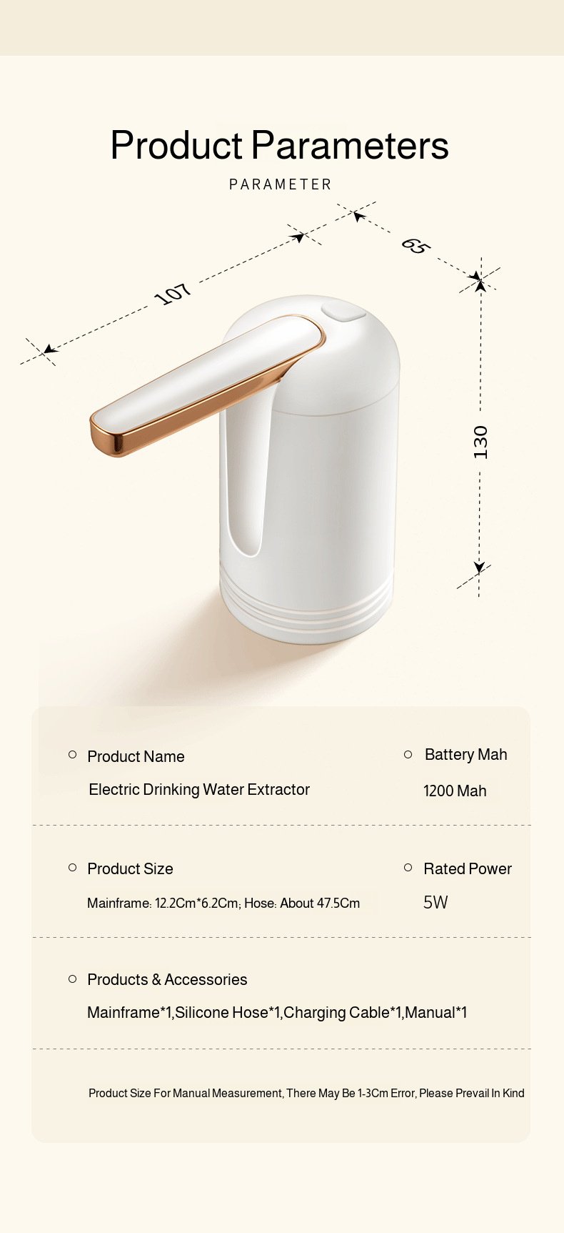 Automatic water dispenser pump with one-touch operation