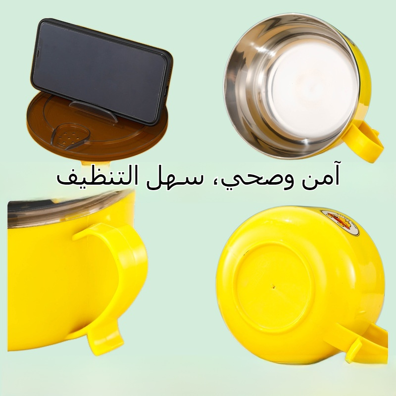 وعاء معكرونة فورية من الفولاذ المقاوم للصدأ 304 مع غطاء وعاء معكرونة فورية للطالبات