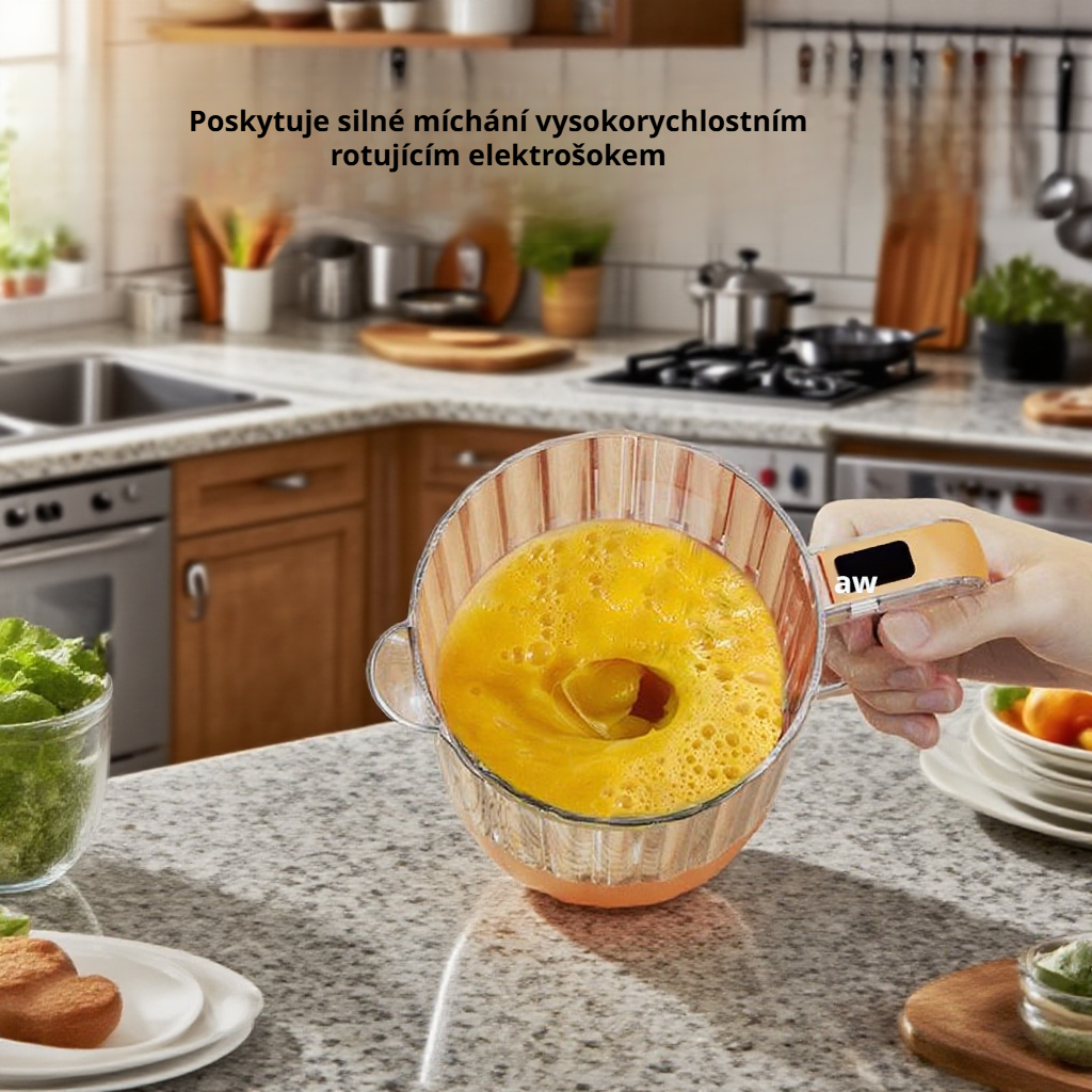 Automatický míchací pohár na vejce s výlevkou ve tvaru orlího zobáku