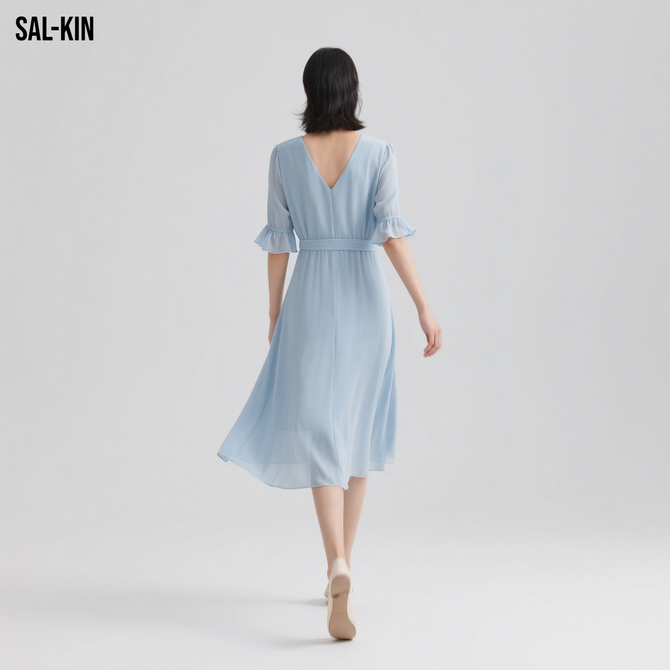 프리미엄 린넨 자수 드레스 전체 모습