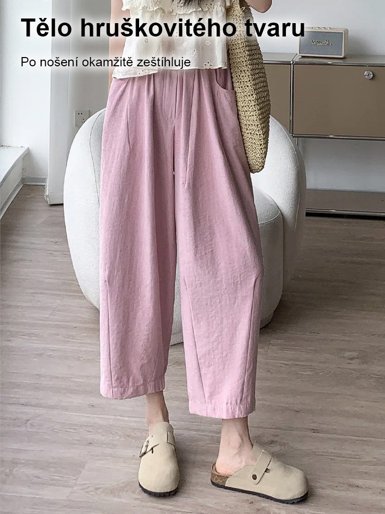 Dámské kalhoty s vysokým pasem ve stylu "mrkve"