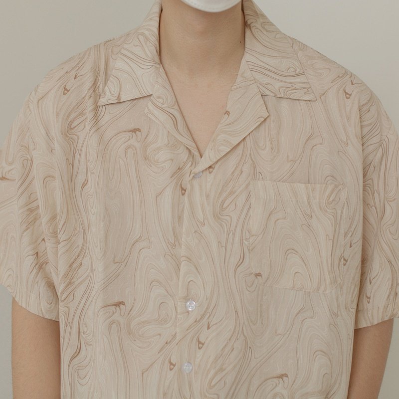 남자 빈티지 루즈핏 반팔 셔츠 커플 논스톱 실키 셔츠 잔꽃무늬 셔츠 남자 빈티지 반팔 셔츠 실키 박시 커플 셔츠