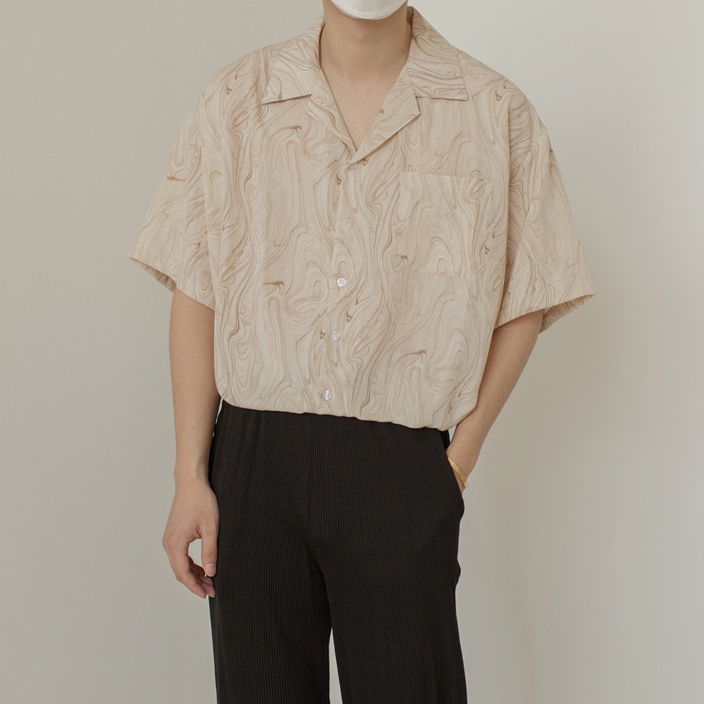 여름용 실키 소재 반팔 셔츠