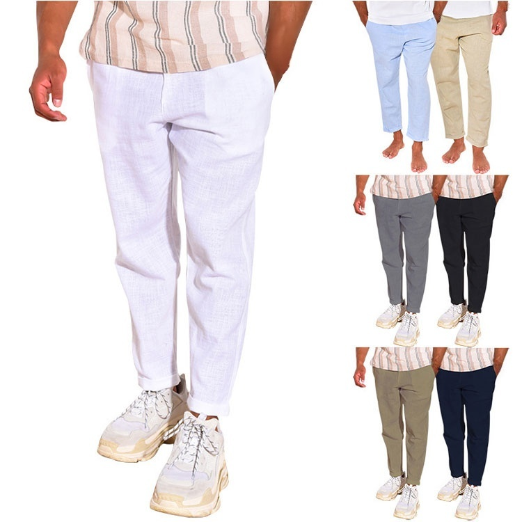 綿麻テーパードパンツ