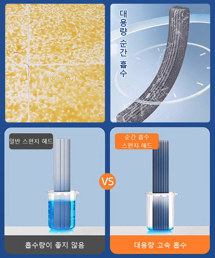 게으름뱅이 손세탁 프리 스펀지 흡수 대걸레