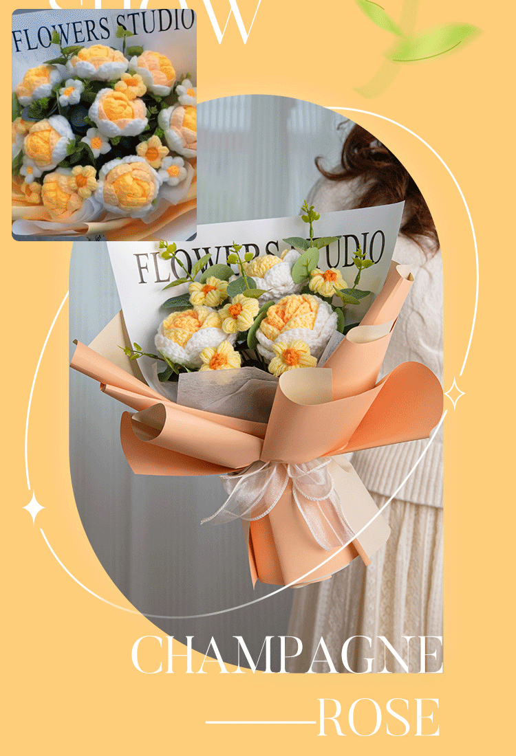 باقة زهور دافئة جميلة منسوجة يدويًا (إهداء بطاقة تهنئة)