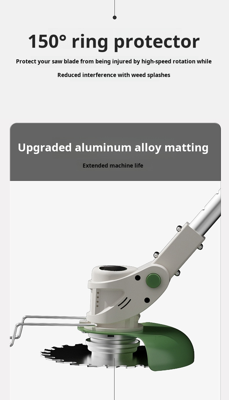 User trimming garden edges with small mower