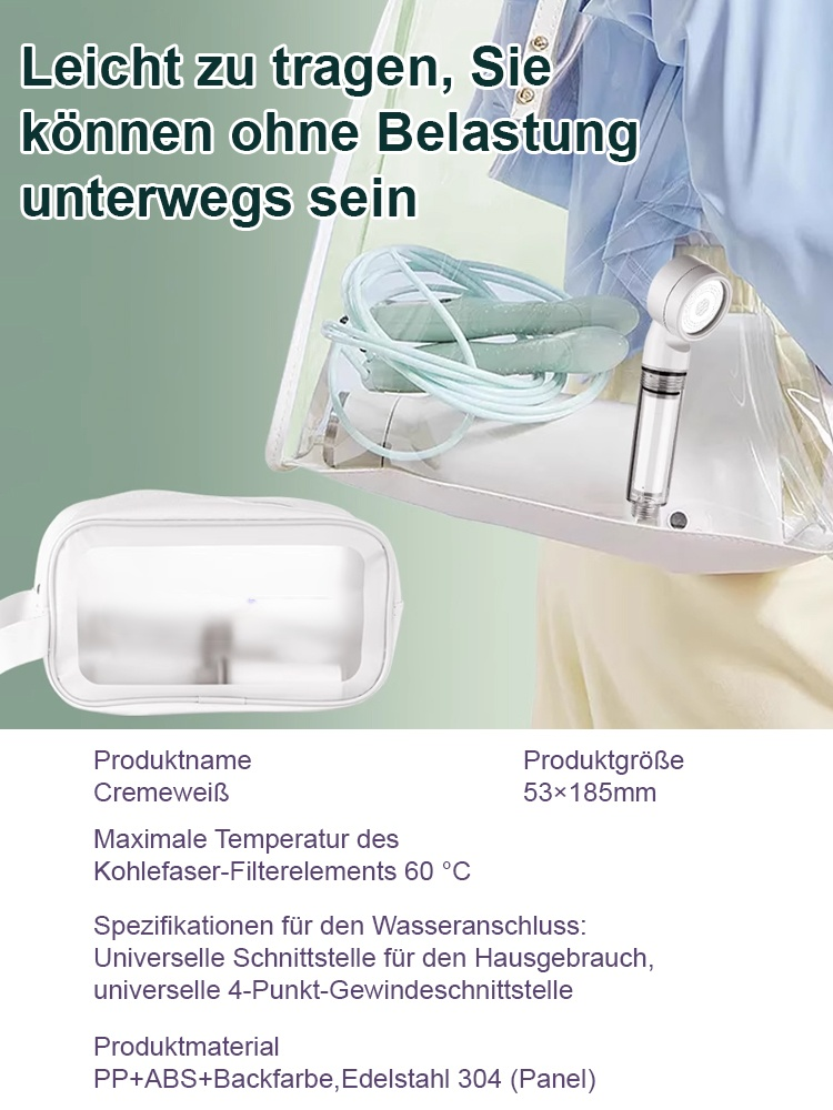 【Reiseschminktasche als Geschenk】 Tragbares Hochdruck-Wasserfilter-Duschkopf-Set