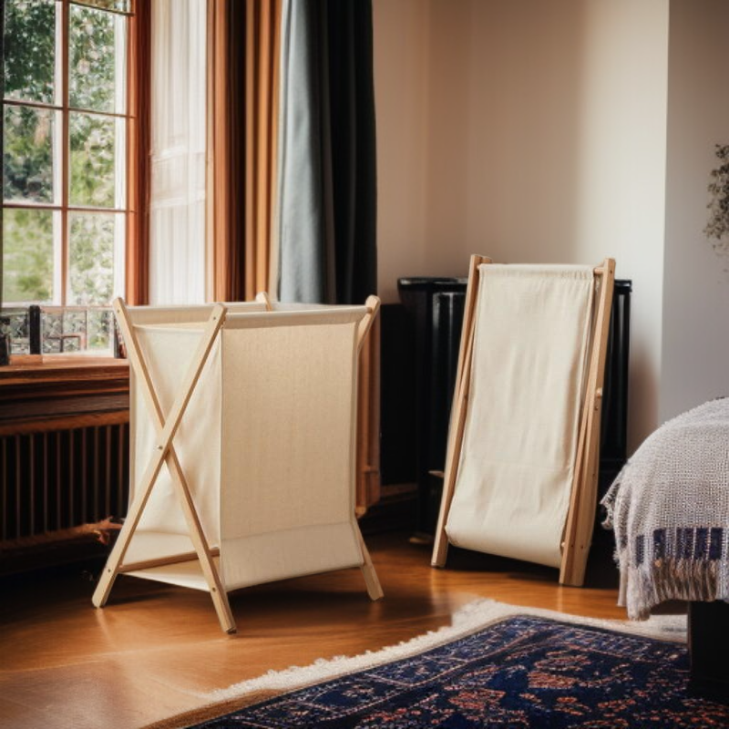 견고한 나무로 만든 일본식 접이식 세탁 바구니