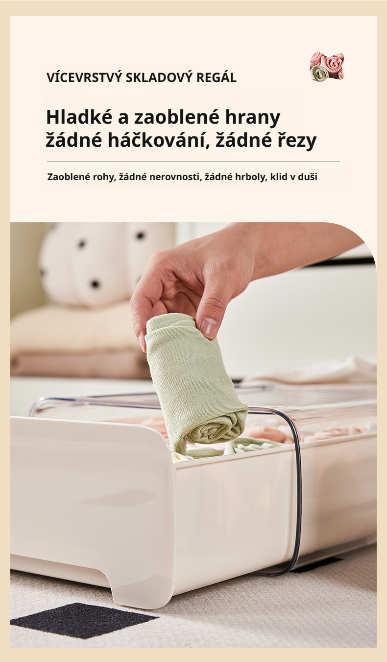 Krémový box na prádlo pro přehledné uspořádání