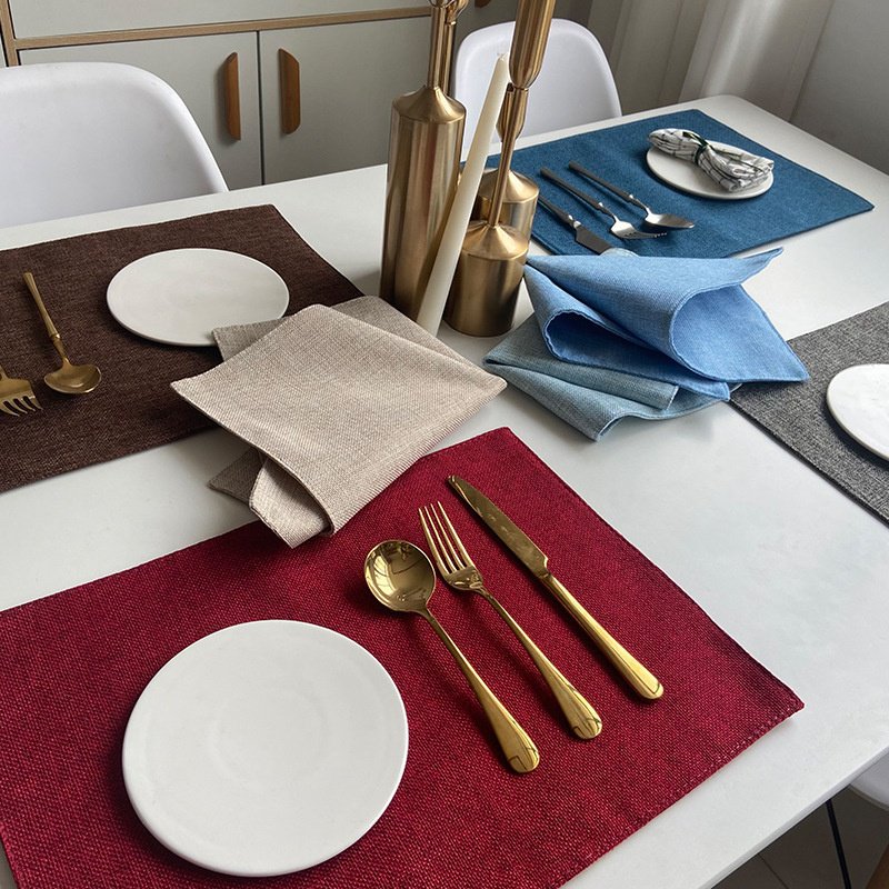 Double-layer imitation linen cloth placemats placemats hotel box insulation pad style home coasters