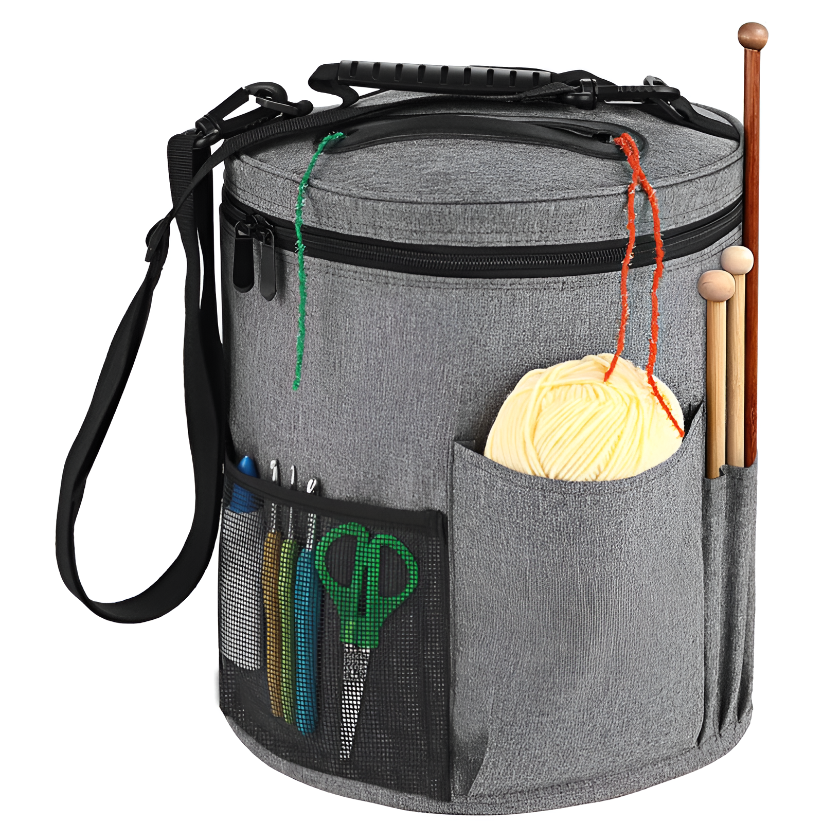 DIY手編みヤーンバッグ ウールボール収納例