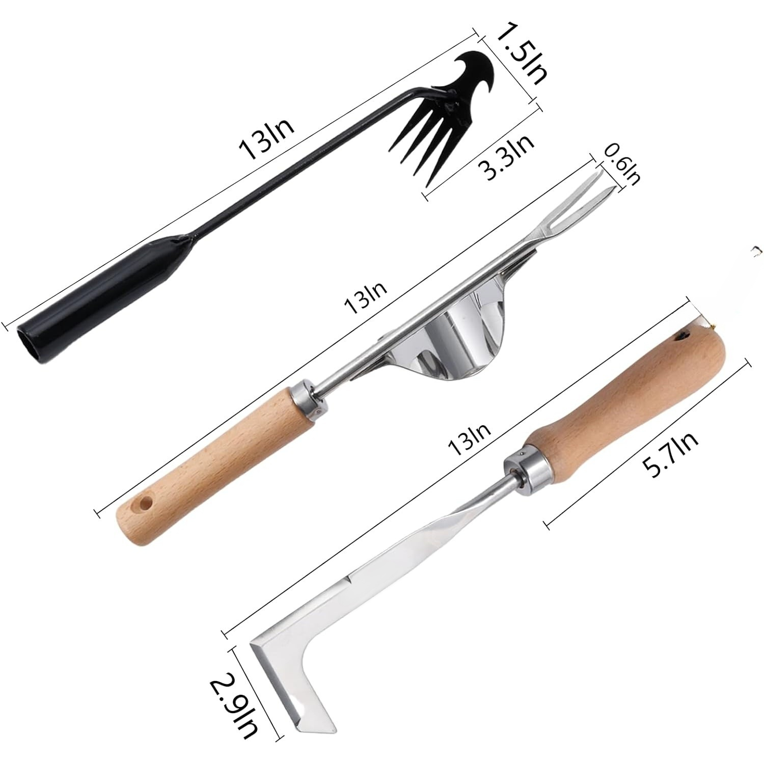 Stainless steel manual weeding tool set 3-piece weeding tool weed puller grass knife stainless steel