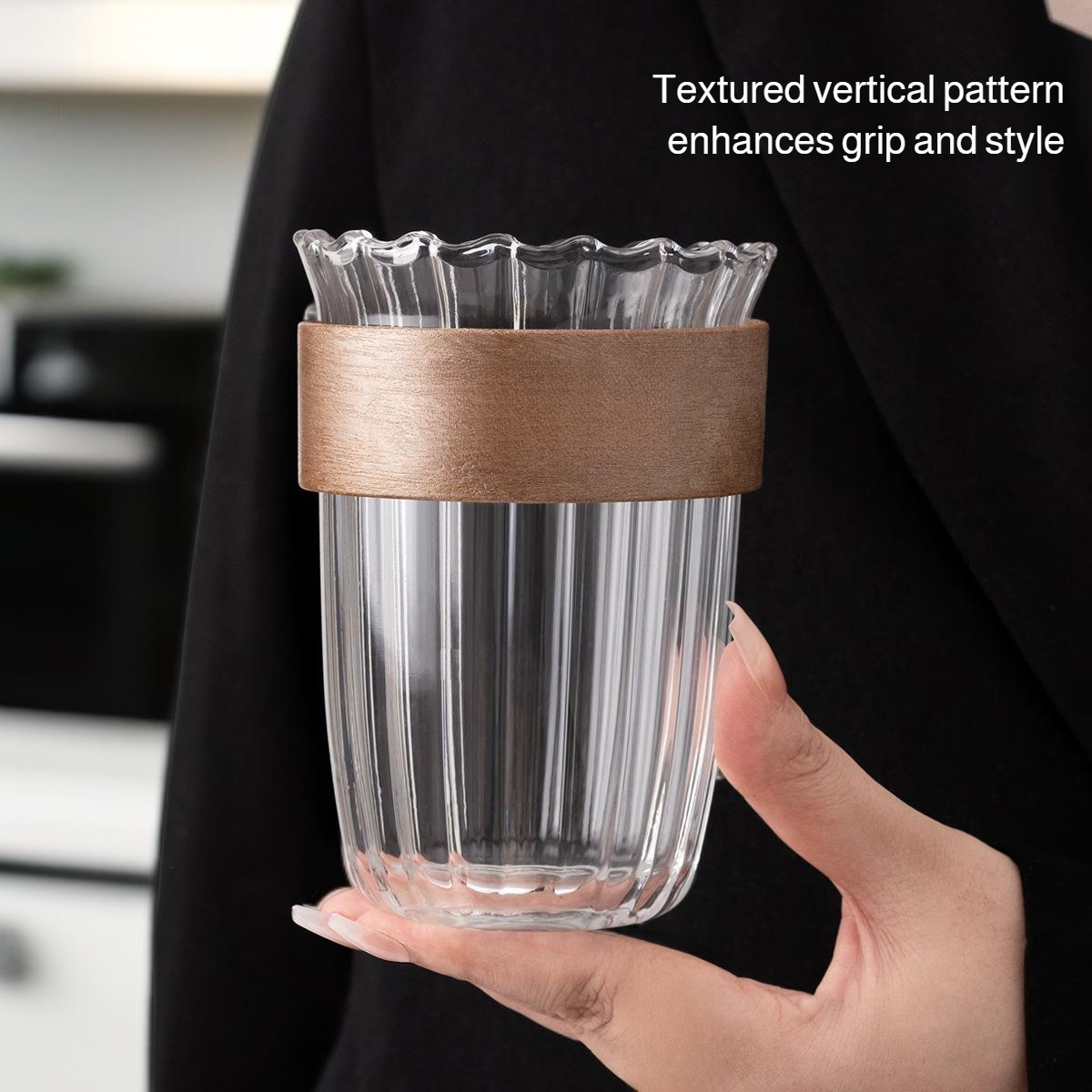 Rolled-rim glass water cup