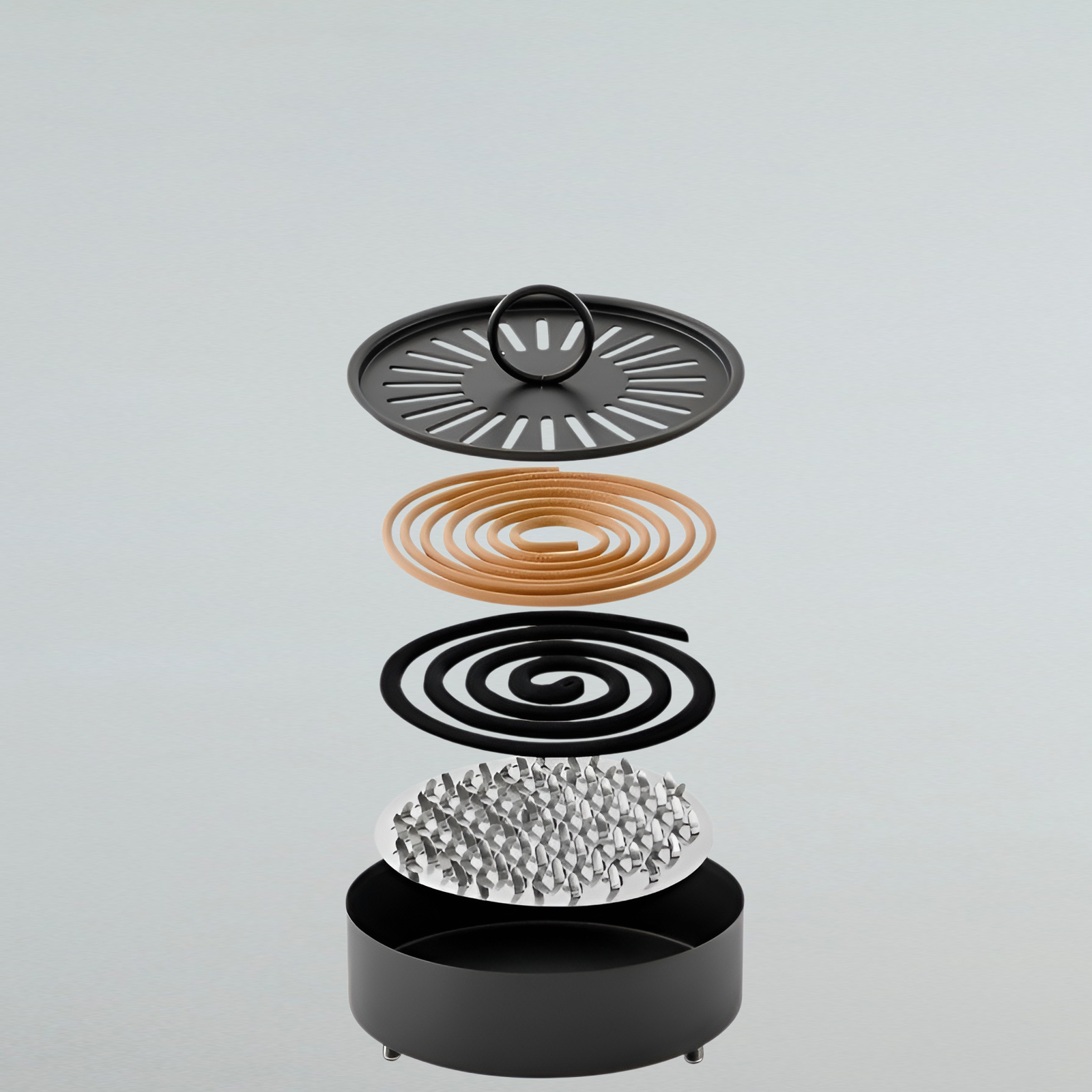 Creative iron mosquito coil cage with handle, toilet can hang mosquito coil rack with cover, firepro