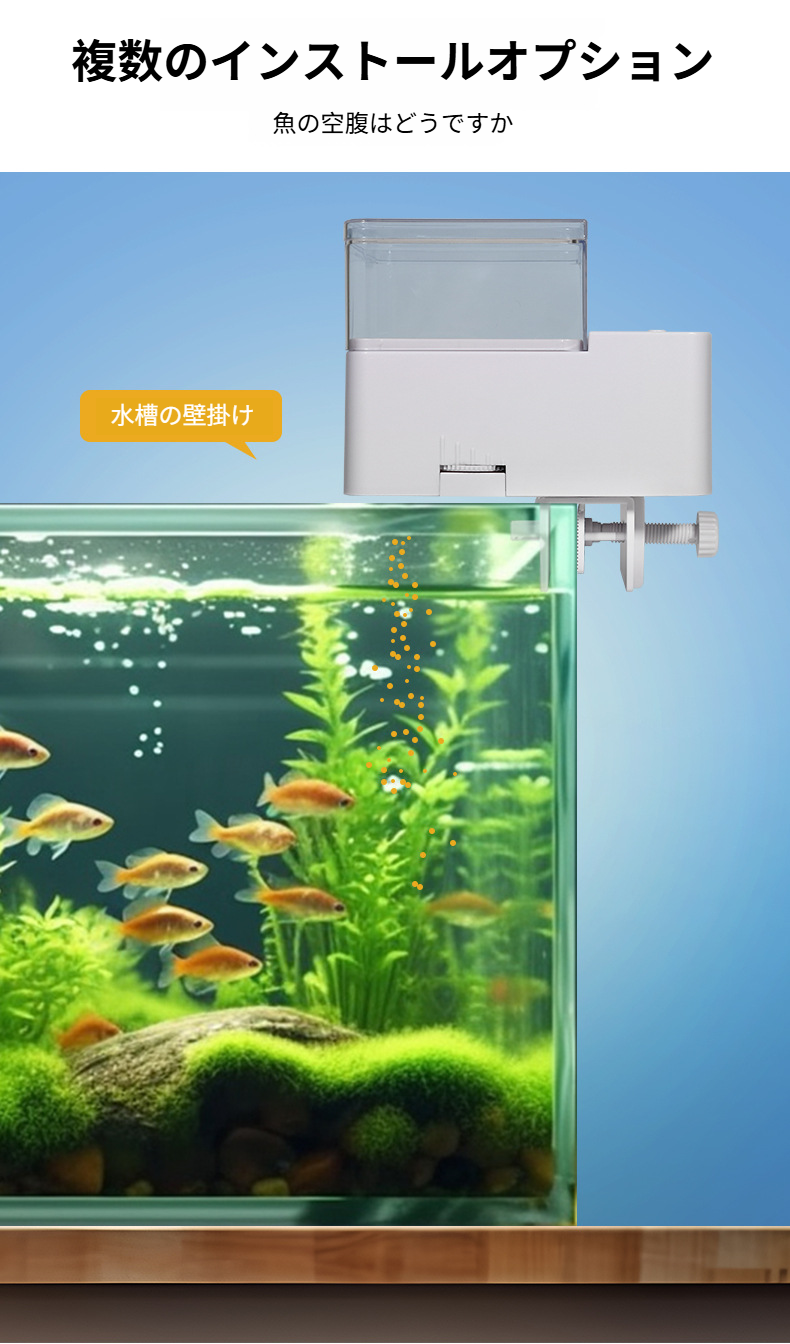 4段階速度調整機能付き魚フィーダーの利用シーン