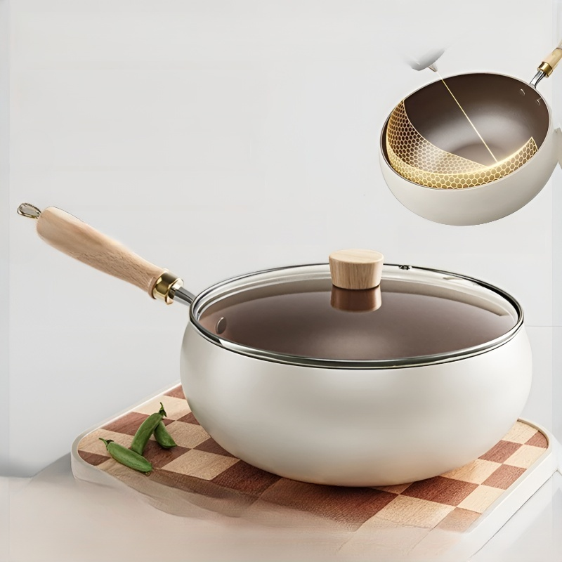새로운 가정용 작은 철냄비 크리스털냄비 미니 작은 끈적임 큰 배 볶음냄비 여자 좋은 도우미 티타늄 크리스털 작은 철냄비