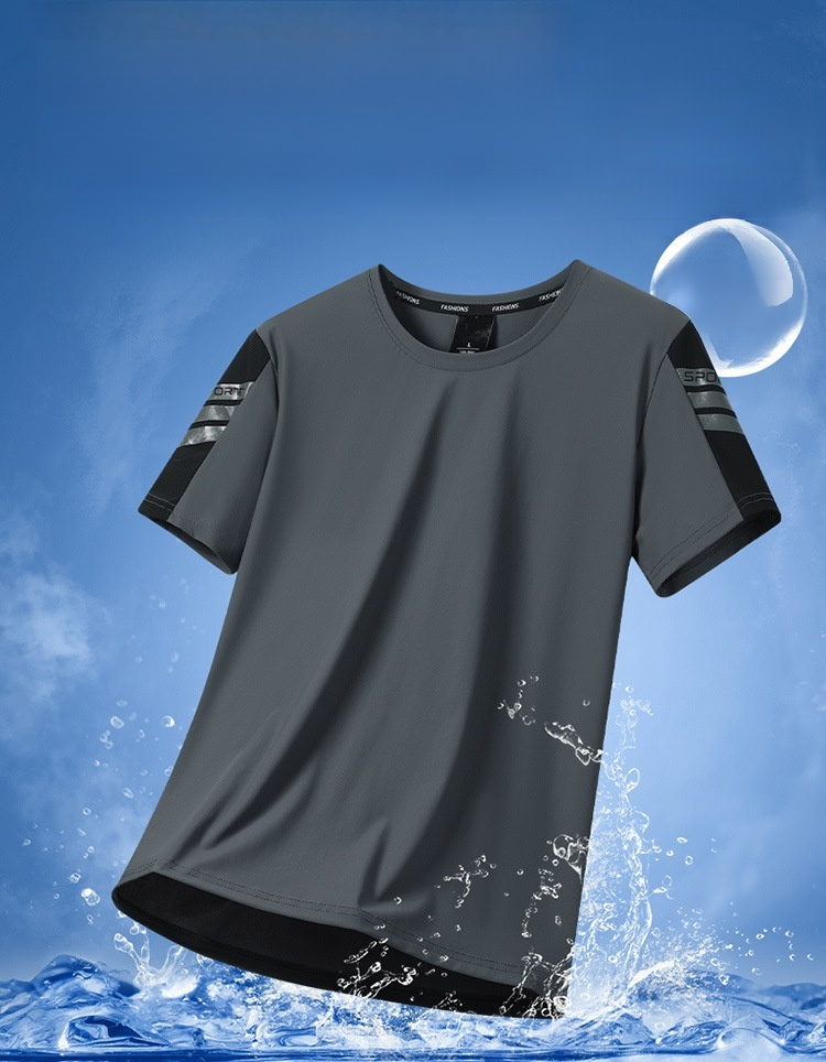 メンズ半袖Tシャツ 速乾通気性アイスシルク着用イメージ