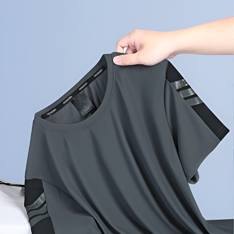 メンズ半袖Tシャツ 速乾通気性アイスシルクストレッチカジュアルトップライトボトム半袖Tシャツ