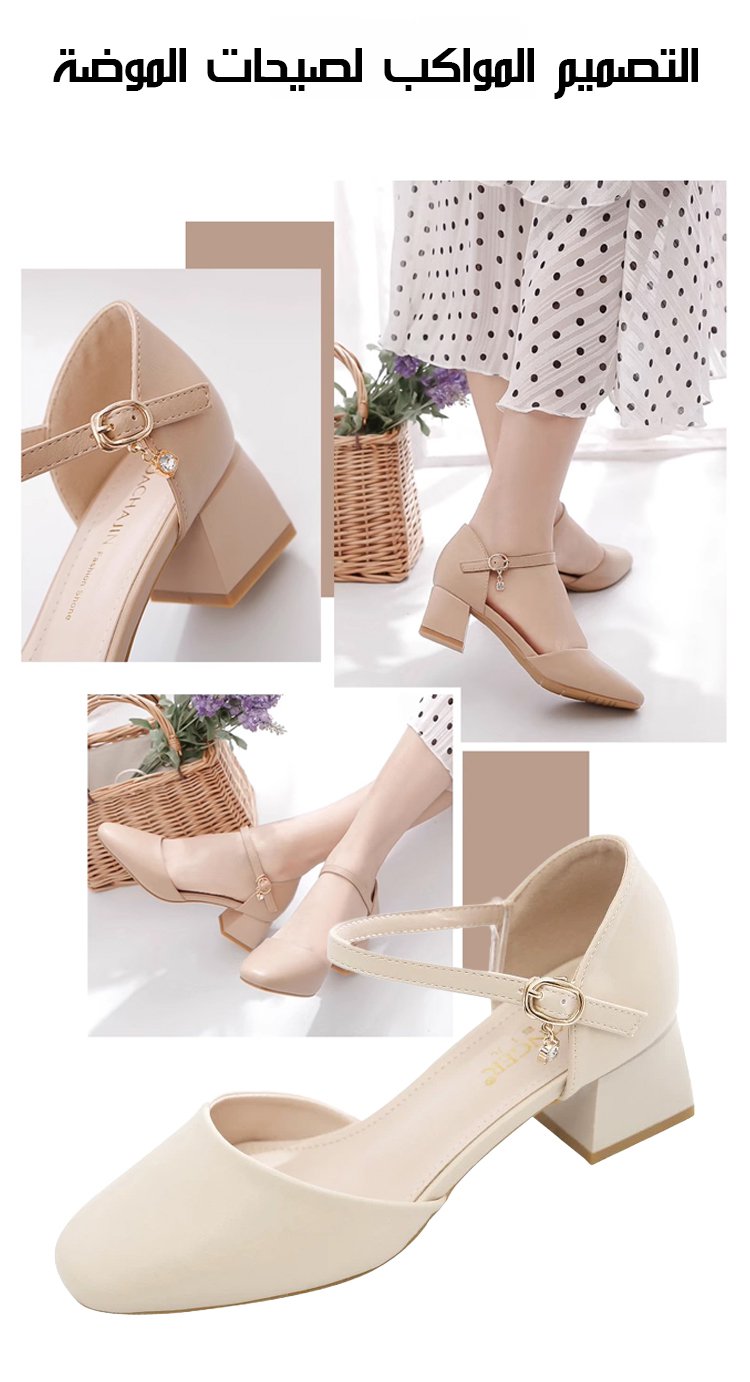 تفاصيل جلدية فاخرة لصندل نسائي