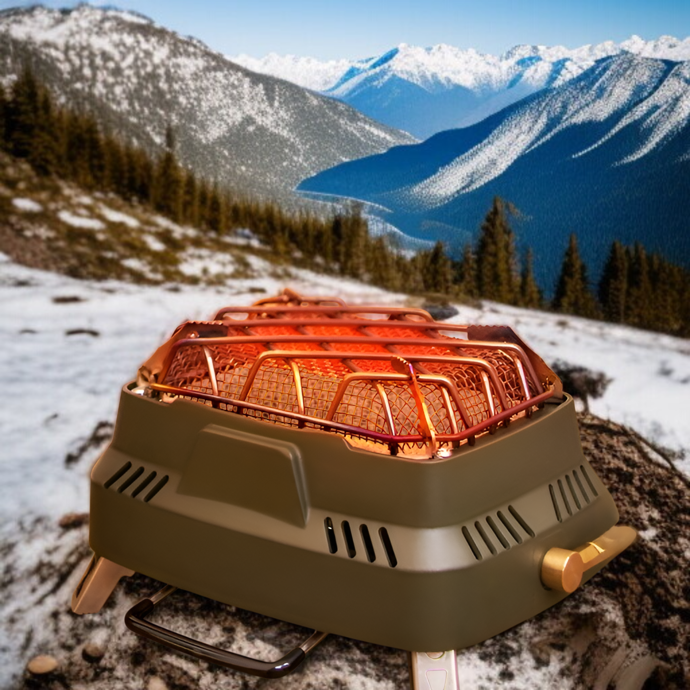 휴대용 미니히터 캠핑 아웃도어 겸용 스토브 안정 적외선 다용도 난방 물난로